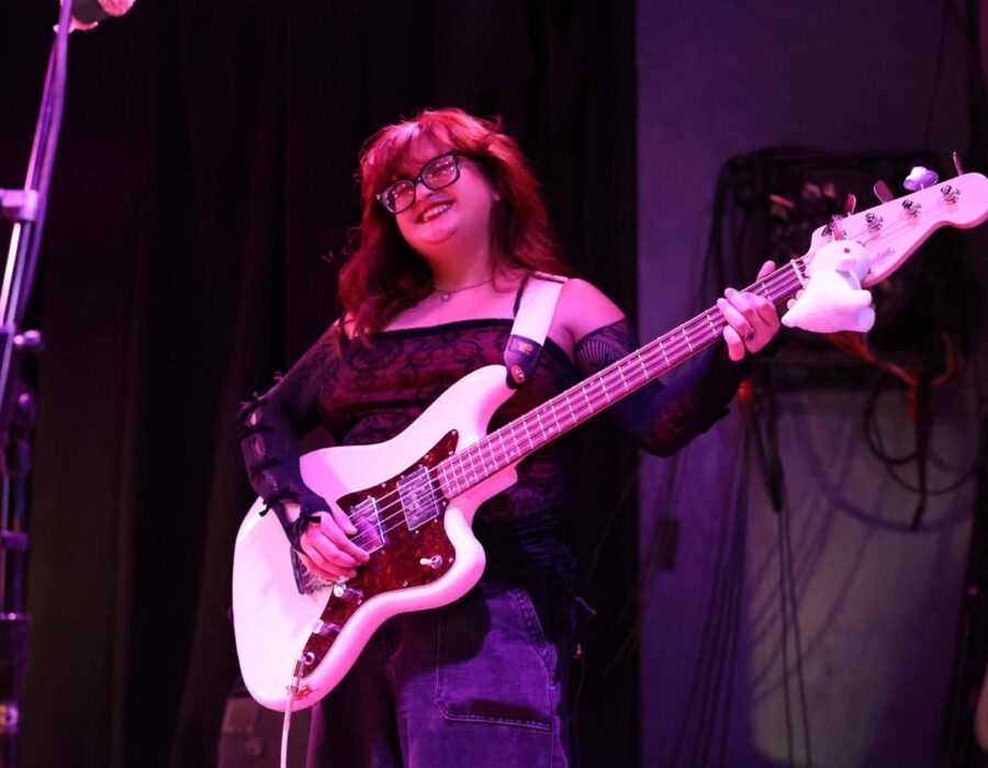 Bass, stage left